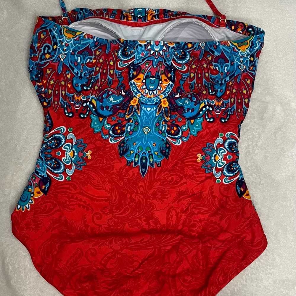 Ralph Lauren Swimsuit one Piece Scarf Print Bandeau - Picture 3 of 6